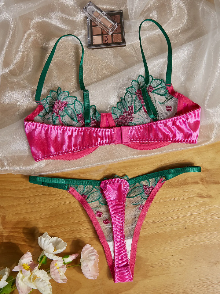 Women Lingerie Valentine's Day Sexy Mesh Embroidery Perspective Sexy Underwear for Women