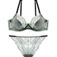 Women's Underwear Lace Transparent Sexy Gathered Bra and Panty Set