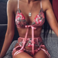 Floral Embroidery Lace Lingerie Sets Sexy Lingerie Erotic Femme 3 PCS