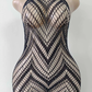 Woman Black Lace Mesh Rhinestone Hollow Sling Lingerie