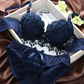 Embroidered & Push up Bra with flower underwear