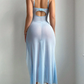 Ethereal Blue Butterfly Sheer Mesh Lingerie Nighty 2 Pieces