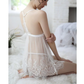 V Neck Transparent Womens Sexy Lingerie Lace Floral Embroidery Knitting Nightie