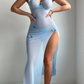 Ethereal Blue Butterfly Sheer Mesh Lingerie Nighty 2 Pieces