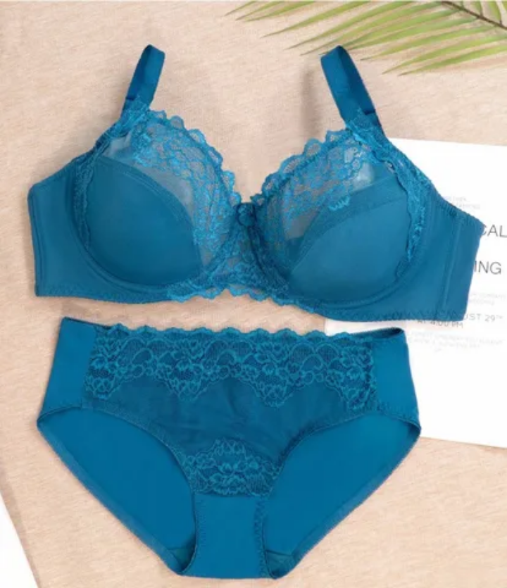 Women's Large Size Ef Intimates Set Adjustable Lace Bra Breathable Thin Bikini Comfortable Cross-Border Bra