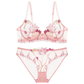 Transparent Cherry Embroidered Mesh Bra Large Chest Plus Size Women