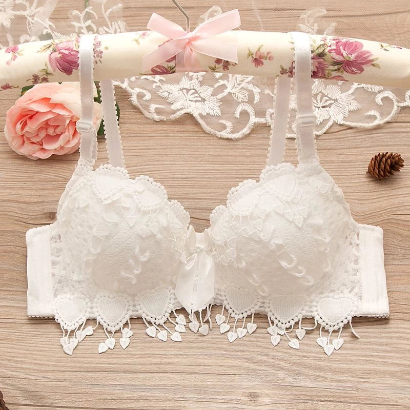 Embroidered & Push up Bra with flower underwear