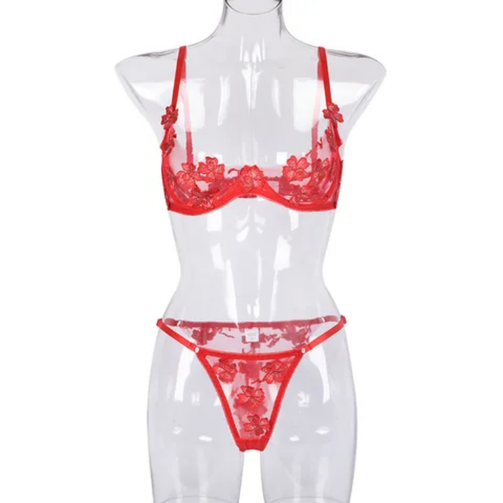 Embroidered Lace Bikini Solid Breathable Silk Material