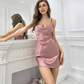 Emerald Green Satin Nightdress with Butterfly Lace Back – Elegant Lingerie Sleepwear