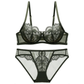 Ultra-thin Underwire Push-up Bra & Panty with Transparency Embroidery & Lacework