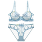 Transparent Cherry Embroidered Mesh Bra Large Chest Plus Size Women