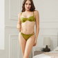 French Sexy Ultra-thin Satin Lace Underwear Set with Thongs, High-quality Women's Bra