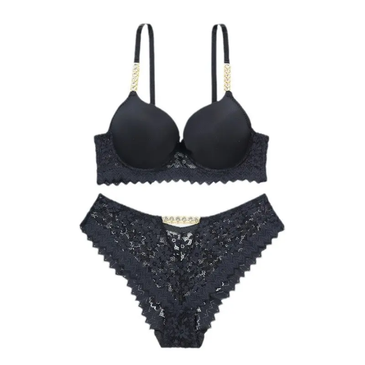 Rhinestone Lace Ladies Sexy Bra Underwear Set