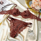 French Sexy Ultra-thin Satin Lace Underwear Set with Thongs, High-quality Women's Bra