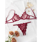 Women Fancy Floral Sexy Transparent Romantic 2-Piece Intimate Wear
