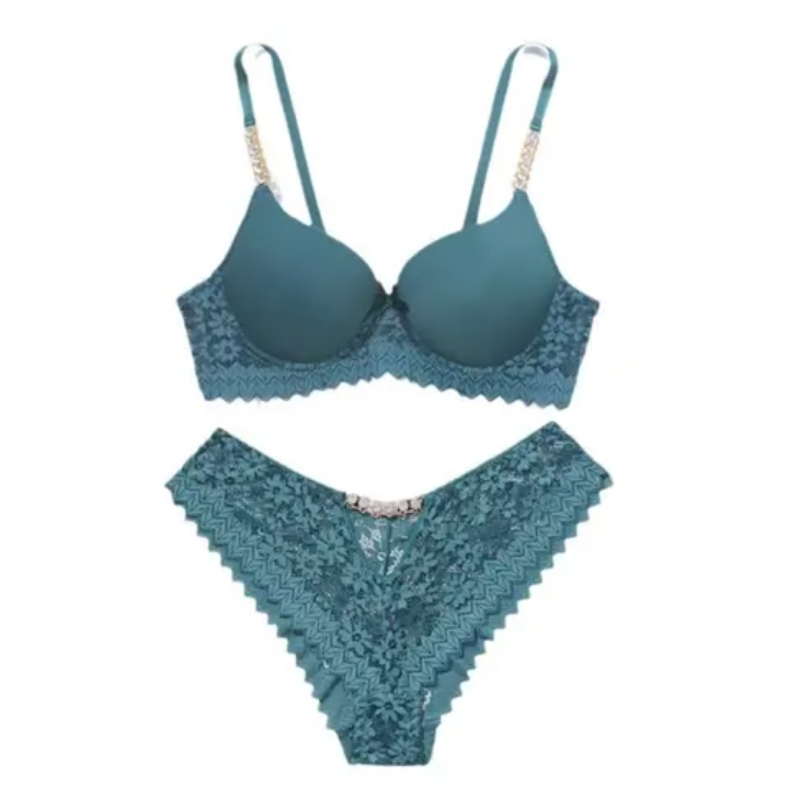 Rhinestone Lace Ladies Sexy Bra Underwear Set