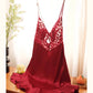 Sexy Women's Pajamas Ice Silk Pajamas Daisy Lace Suspender Nightdress with Chest Pad Nightgown Seduction Lingerie Underwear