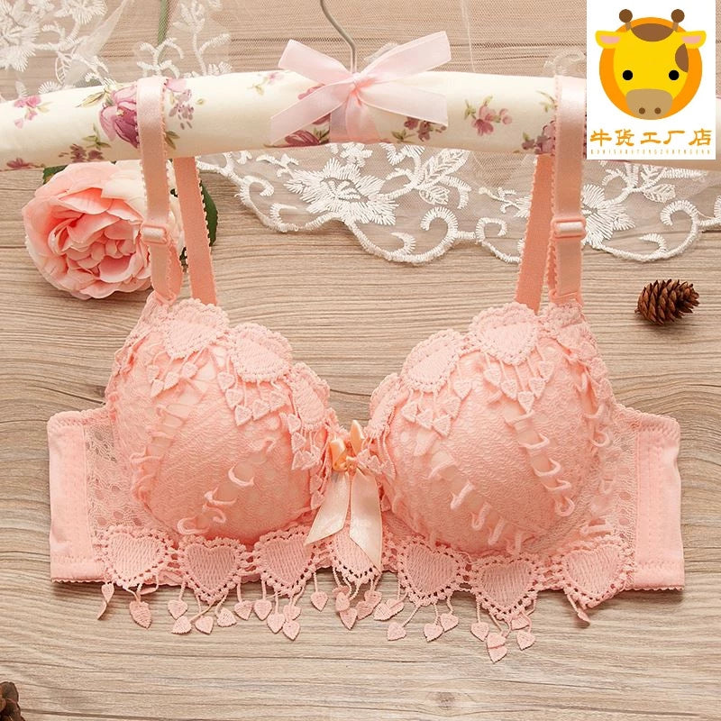 Embroidered & Push up Bra with flower underwear