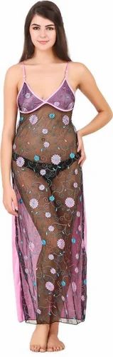 Secret Wish Women's Sky Blue Satin Nighty wih Robe (Free Size)