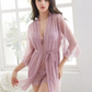 Transparent Lace Nightgown Sexy Women 3 Piece Set with Chest Padded