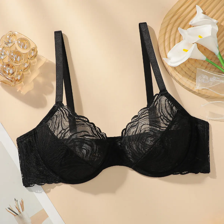 Women French Style Ultra Thin Lace Minimizer Bra For Heavy Breast