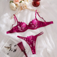 Elegant Lace Silk Splicing Hot Selling Women Sexy Lingerie With Flower Decoration