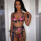 Floral Embroidery Lace Lingerie Sets Sexy Lingerie Erotic Femme 3 PCS