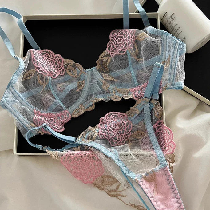 French Lace Sexy Transparent Bra Frameed Underwear Ultra-Thin Bra