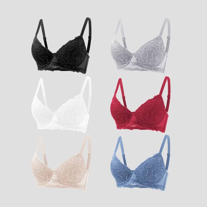 Women's Sexy Underwire Lace Bralette Push-Up Lift Adjustable Straps Elegant Breathable Design