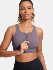 Sports Front Zipper Bra high Support